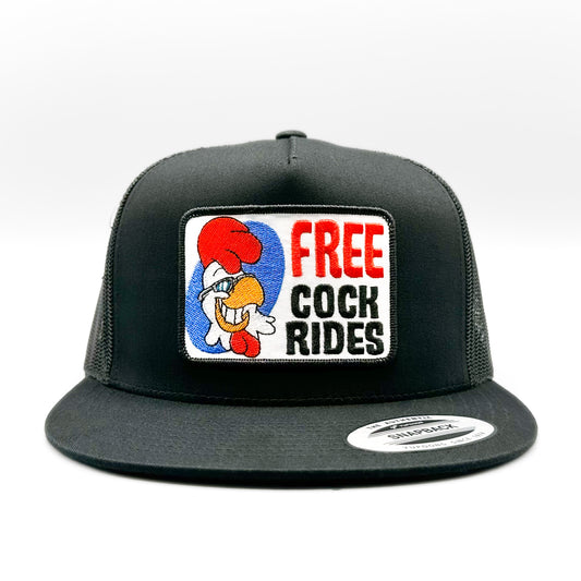 Free Cock Rides Funny Retro Trucker Hat
