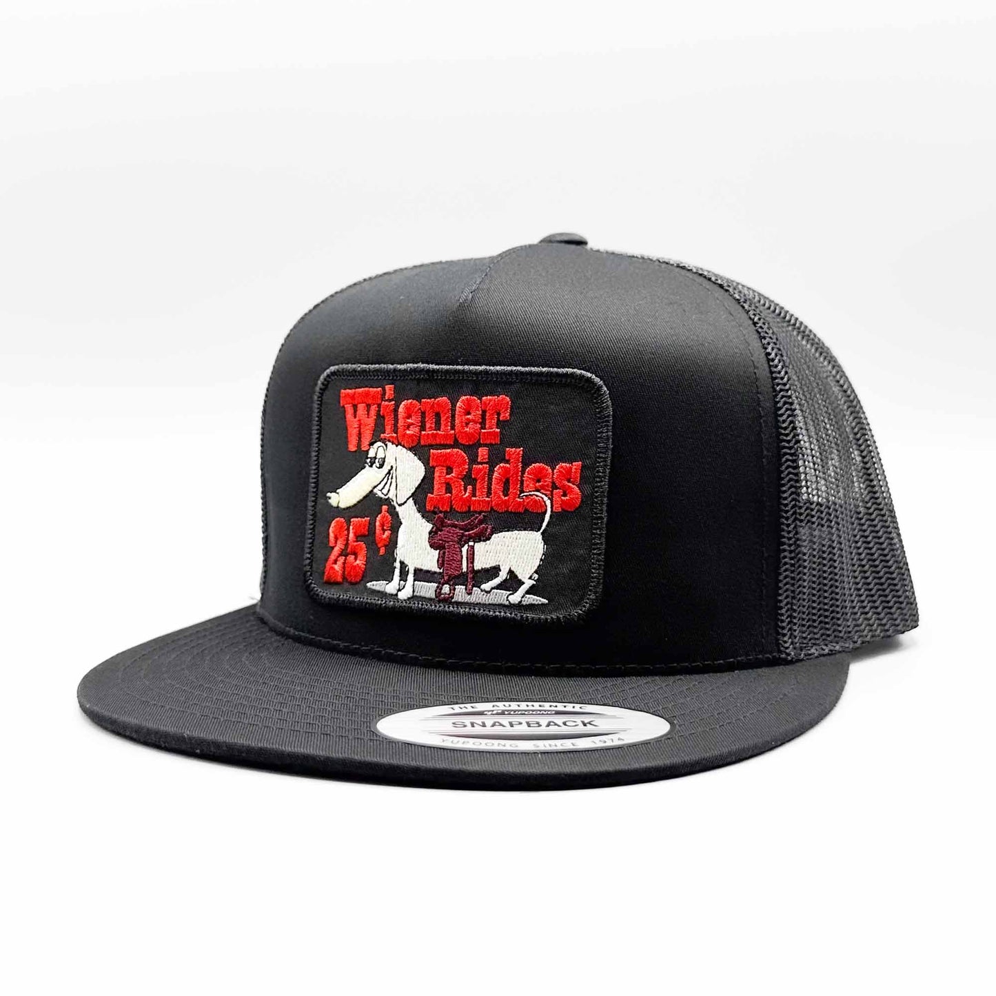 Wiener Rides 25 Cents All Black Trucker Hat
