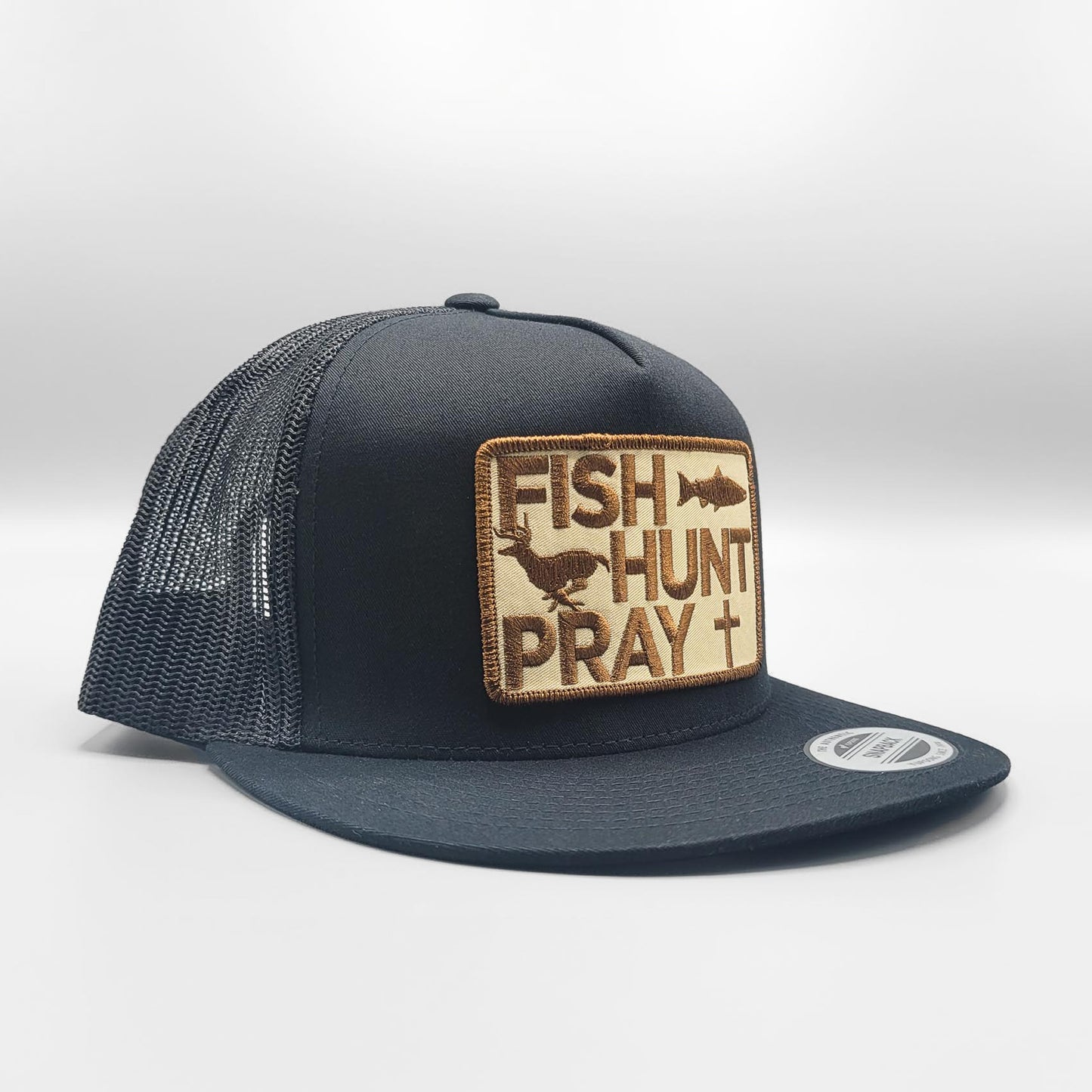 Fish Hunt Pray Christian (Brown) Trucker Hat