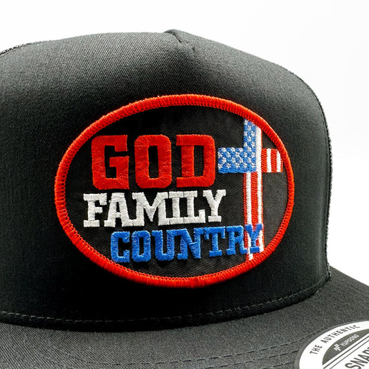 God, Family, Country Christian Patriotic Trucker