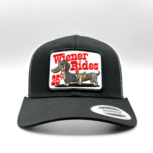 Wiener Rides 25 Cents Curved Snapback Trucker Hat