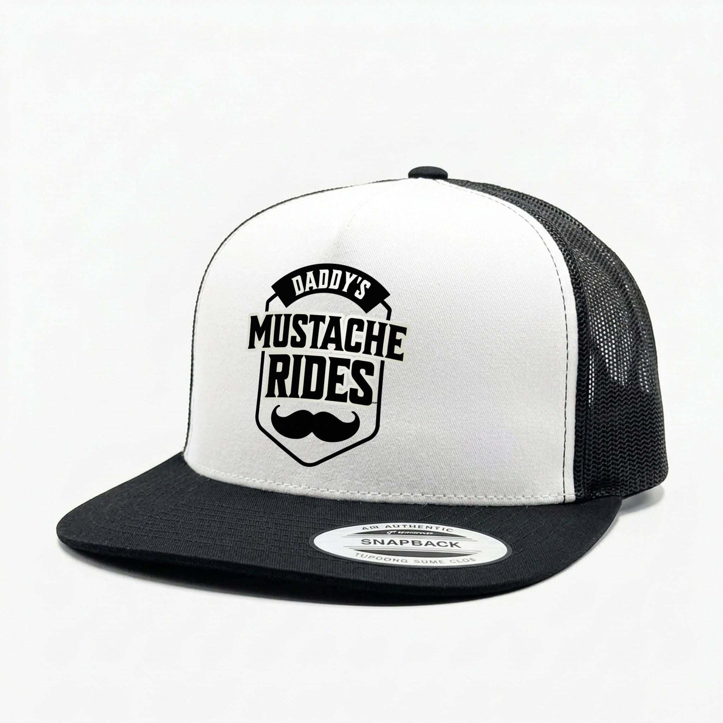 Daddy's Mustache Rides White Classic Trucker Hat