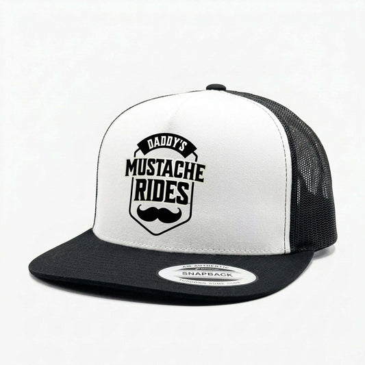 Daddy's Mustache Rides White Classic Trucker Hat
