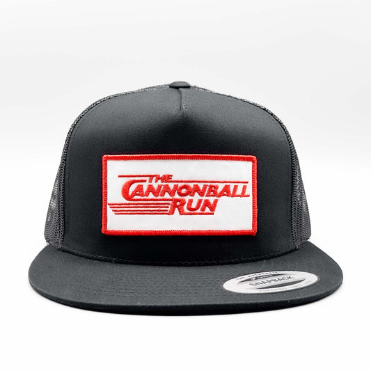 Cannonball Run Trucker Hat, Retro Cannon Ball Run Movie Logo Patch, Yupoong 6006