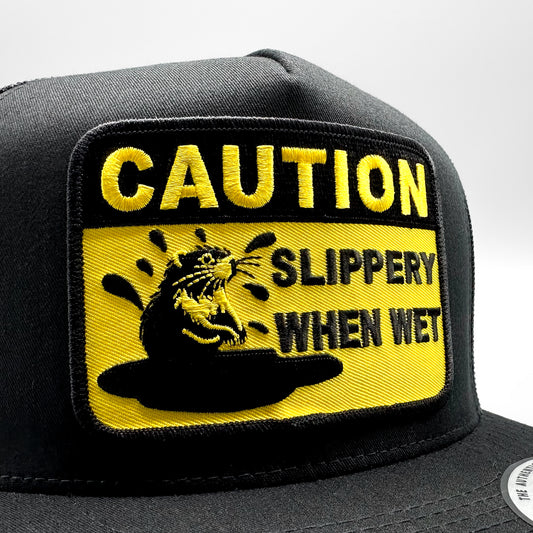 Beavers "Caution Slippery When Wet" Funny Trucker Hat