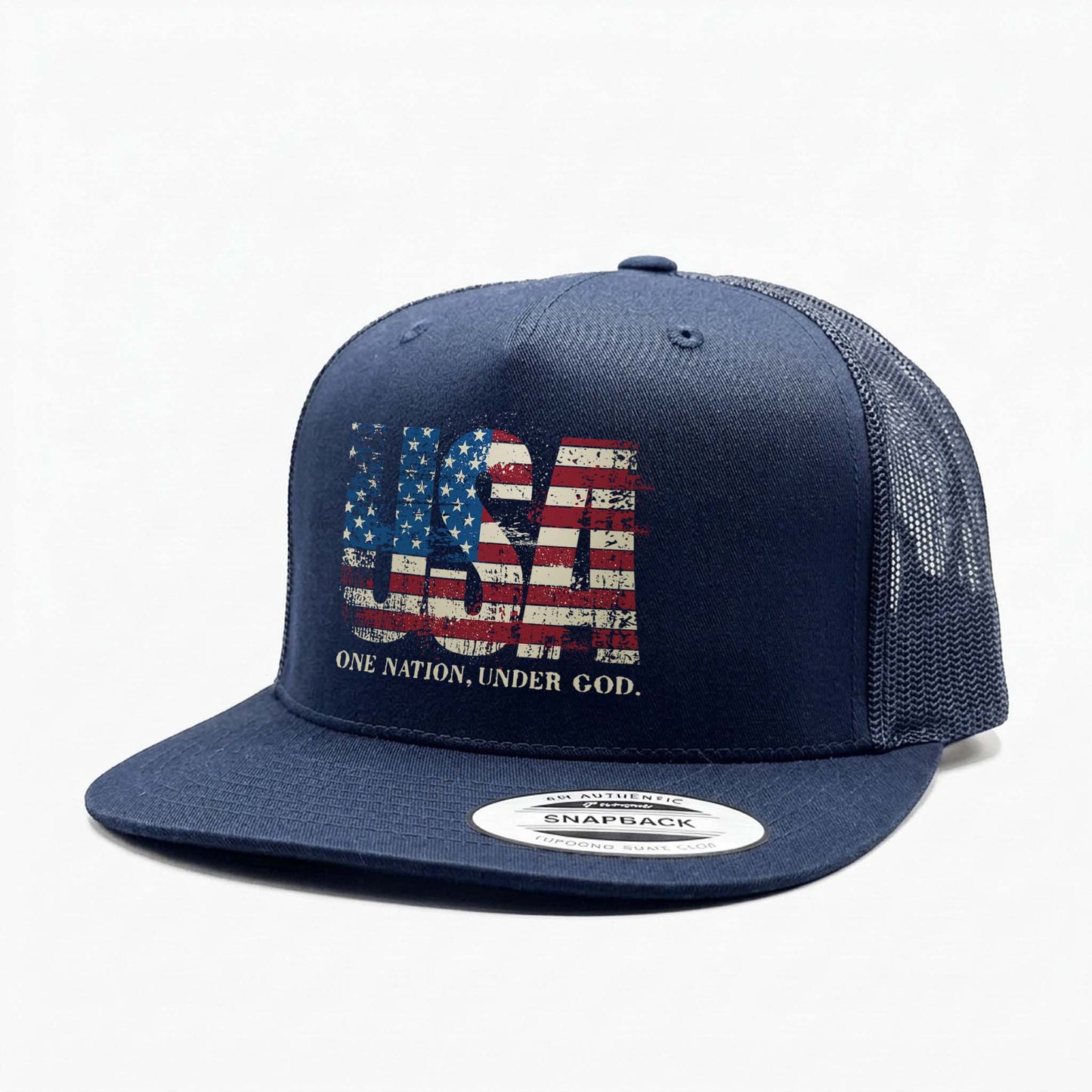 USA One Nation Patriotic American Flag Trucker Hat