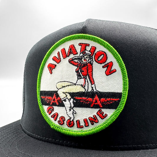 Aviation Gasoline Pinup Logo Trucker Hat