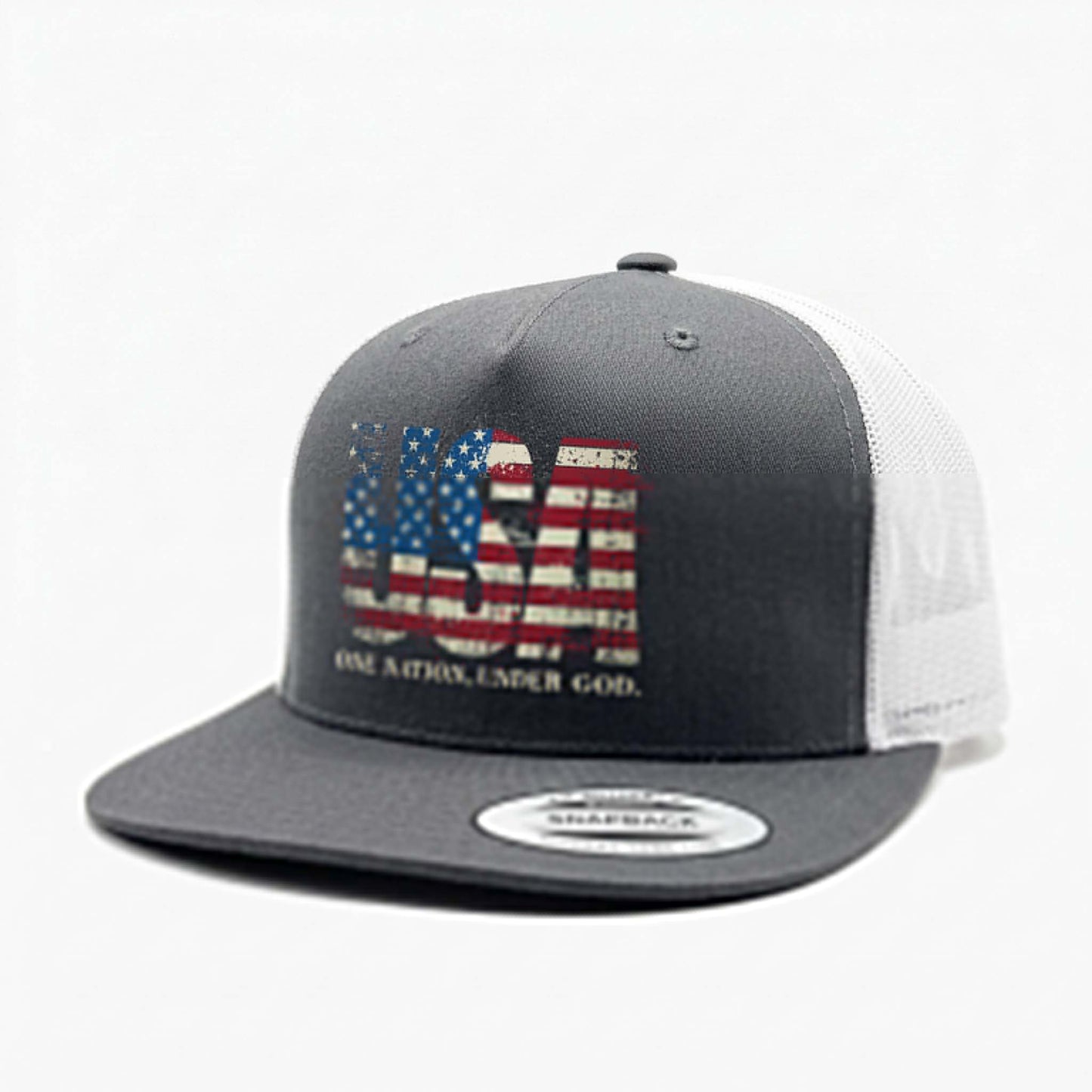USA One Nation Patriotic American Flag Trucker Hat