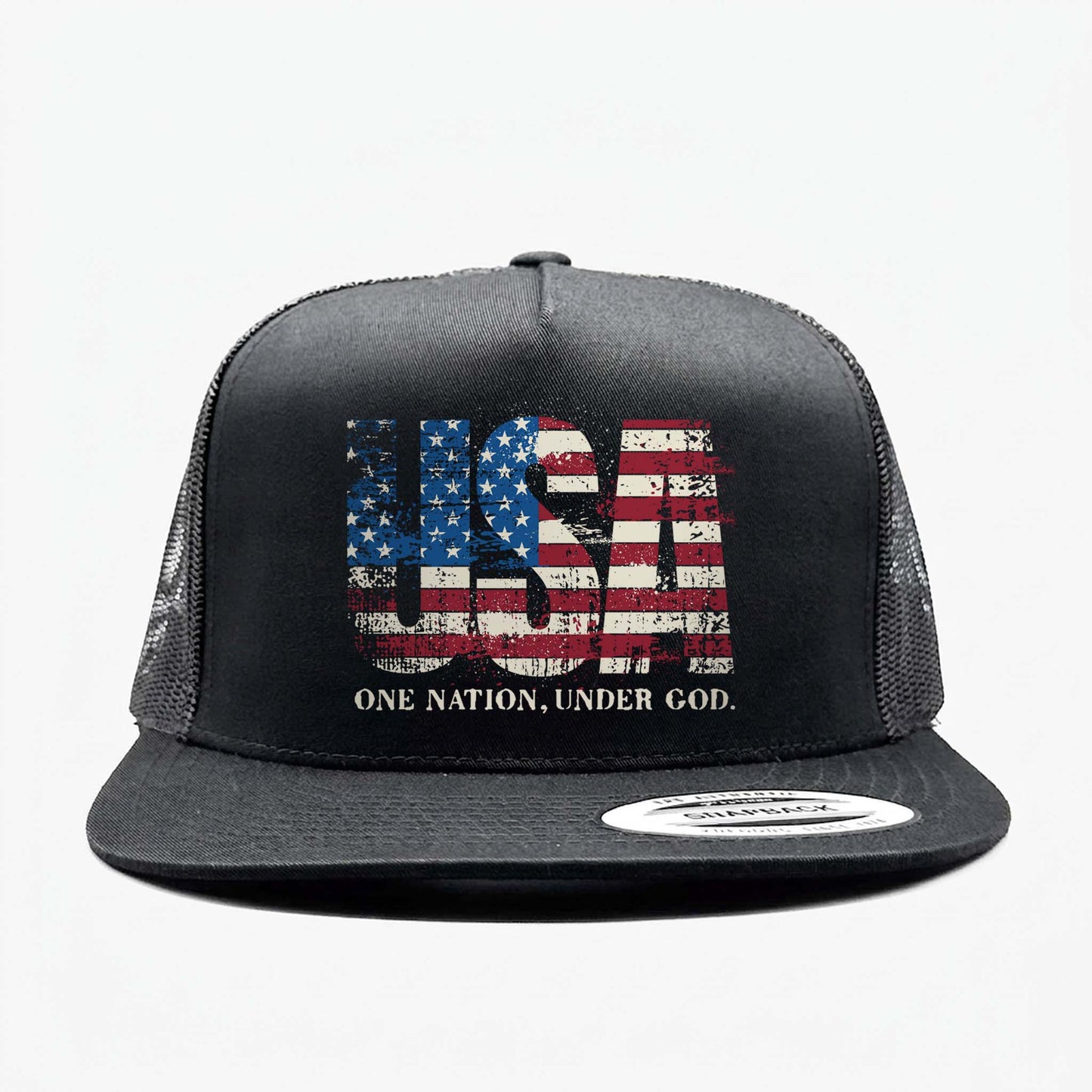 USA One Nation Patriotic American Flag Trucker Hat