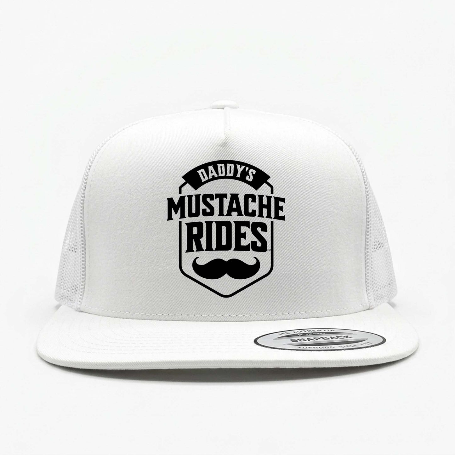 Daddy's Mustache Rides White Classic Trucker Hat