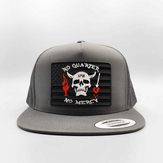 Blackbeard Pirate No Quarter, No Mercy Patriotic Trucker Hat