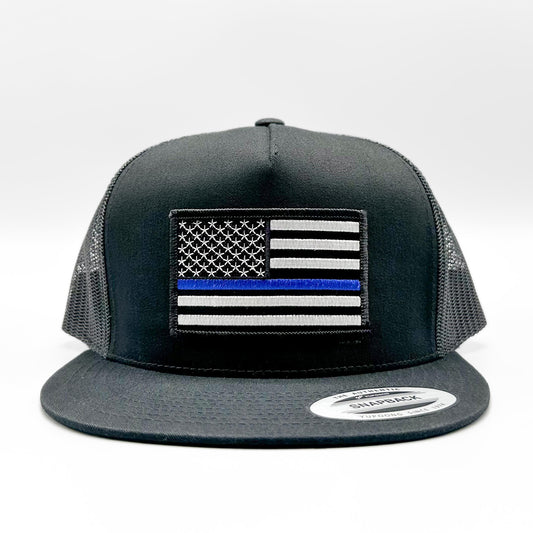 USA Thin Blue Line Flag Support Police Officers Trucker Hat