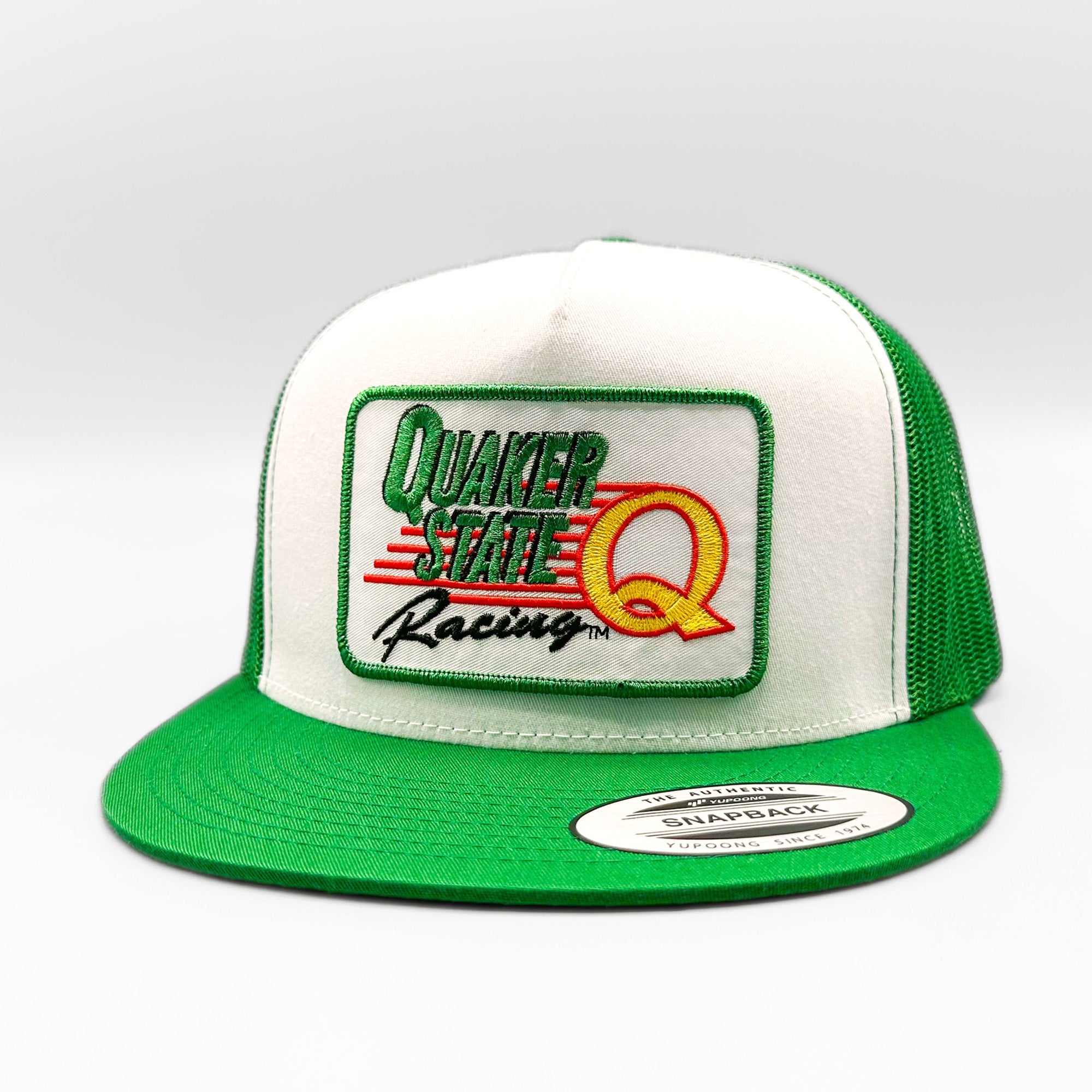 Quaker State Racing Hat Retro Racing Patch on Yupoong 6006 Trucker