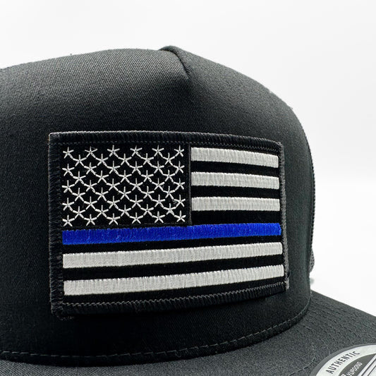 USA Thin Blue Line Flag Support Police Officers Trucker Hat