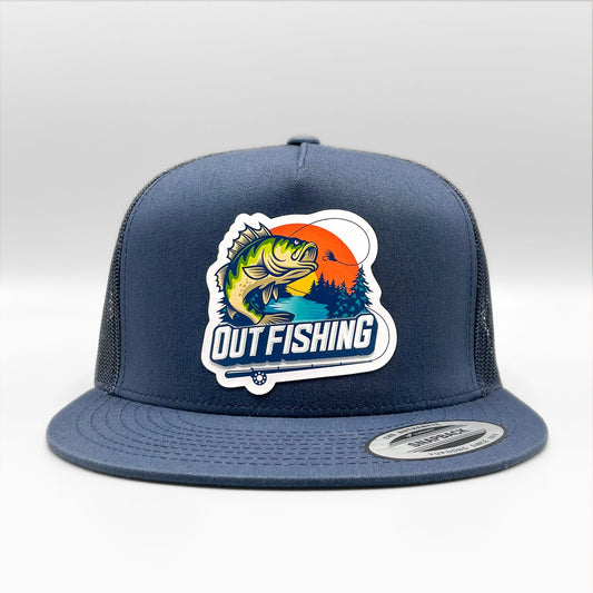 Vintage Fishing Themed Baseball Hat Trucker Cap 