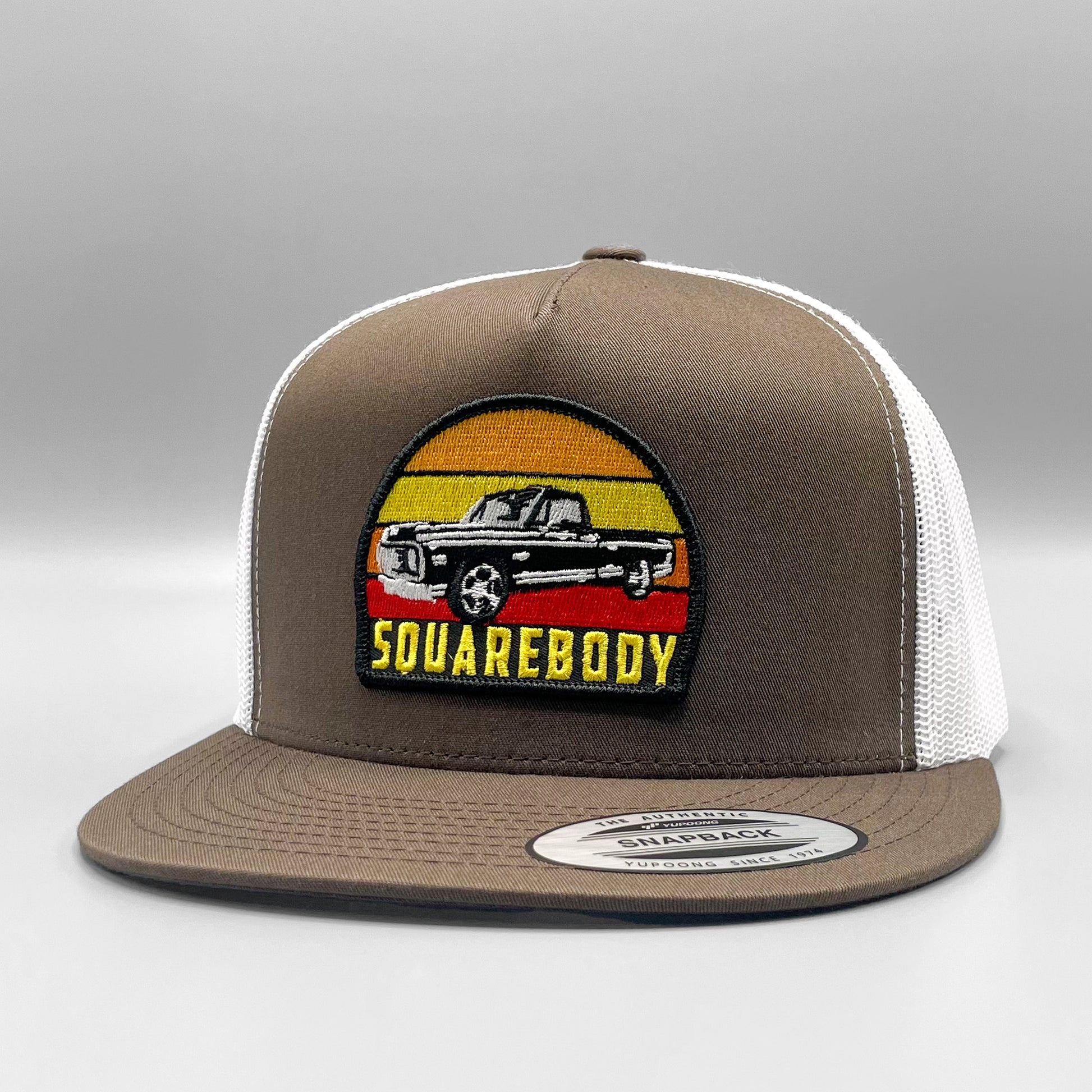 Vintage Leather SQUAREBODY Snapback Hat with Rope and Engraved Patch |  Chevy GMC Truck | Multiple Colors