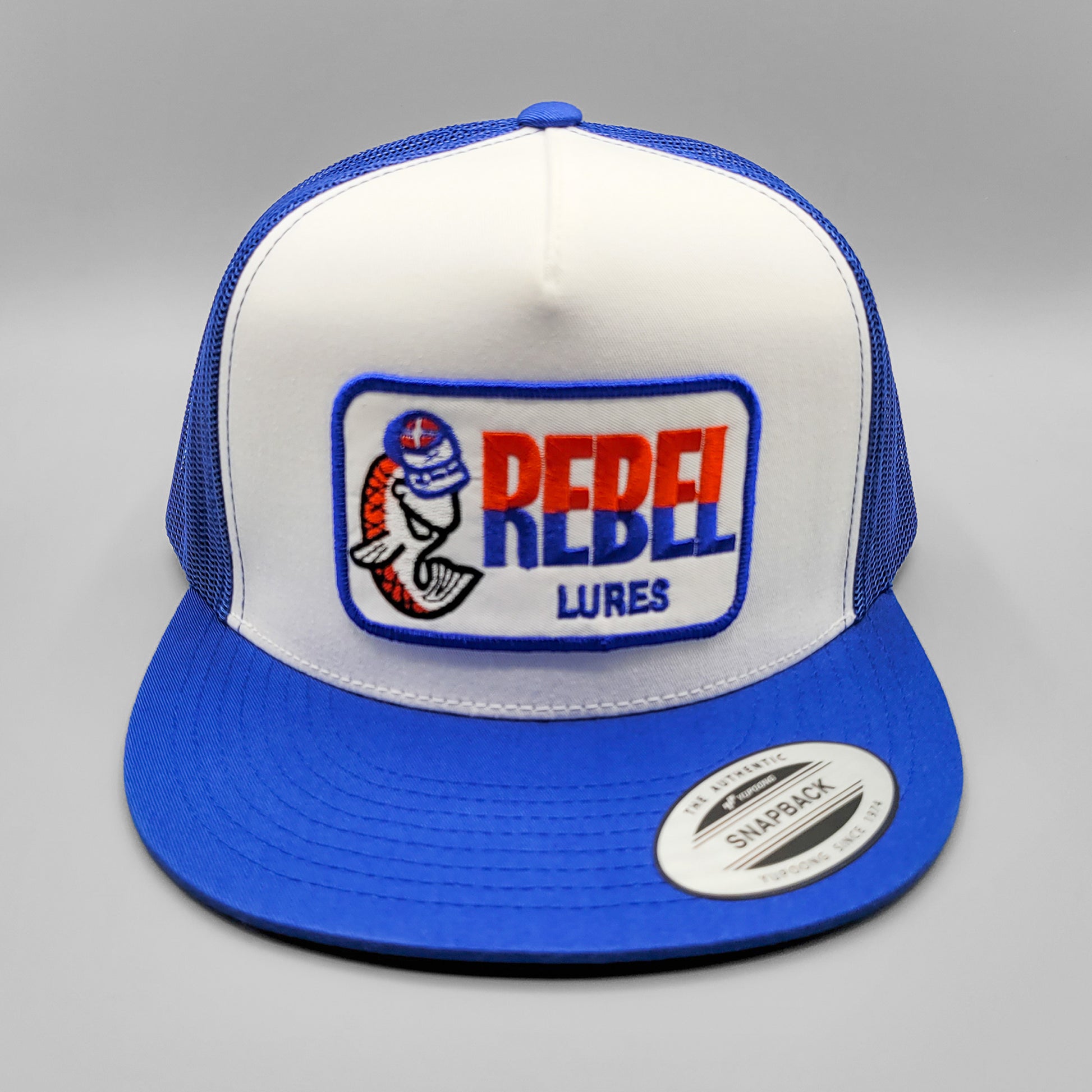 Rebel Lures Fishing Hat, Vintage Trucker Hat, Yupoong 6006, Fishing Patch Hat
