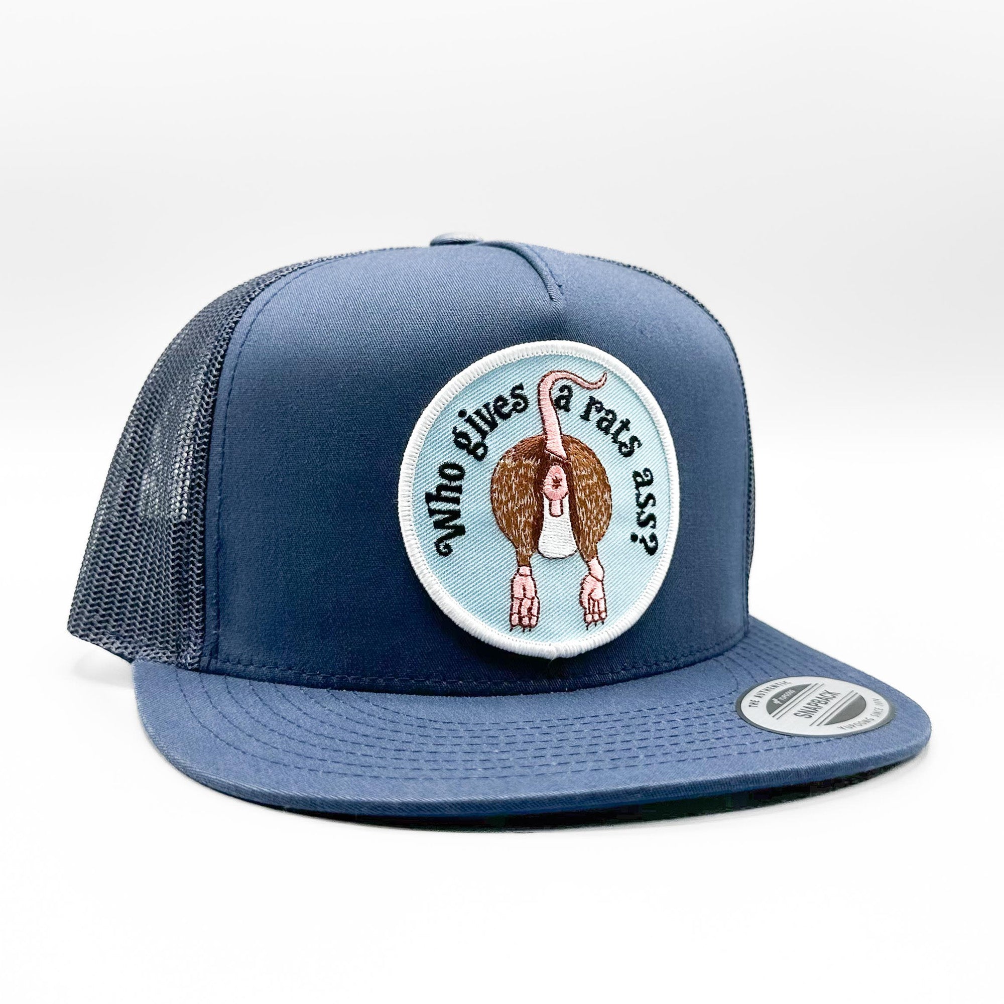 Who Gives a Rat's Ass Funny Trucker Hat, Retro Rat Patch Yupoong ...